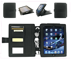 black leather case for the iPad and iPad2